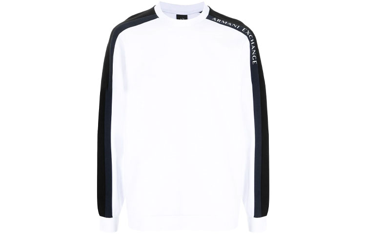 Armani Exchange AE Striped Logo Crewneck Sweatshirt Men 3KZMFF-ZJ5GZ-2135