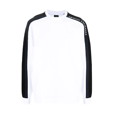 Armani Exchange AE Striped Logo Crewneck Sweatshirt Men 3KZMFF-ZJ5GZ-2135