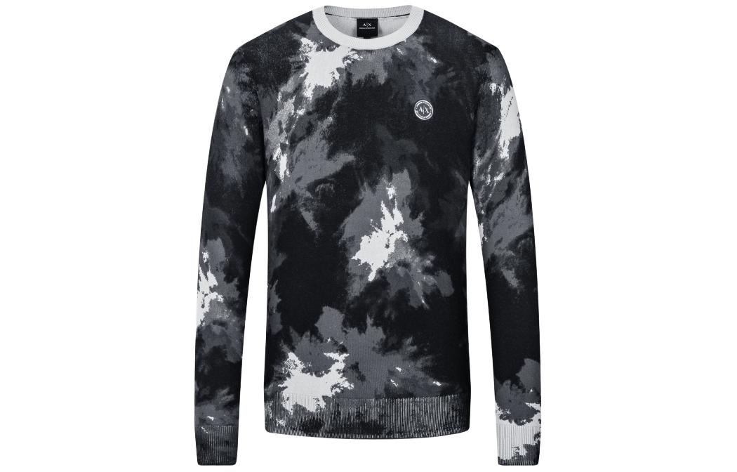 Armani Exchange AE Tie-Dye Textured Crewneck Sweatshirt Black 6KZM1R-ZMX8Z-2208