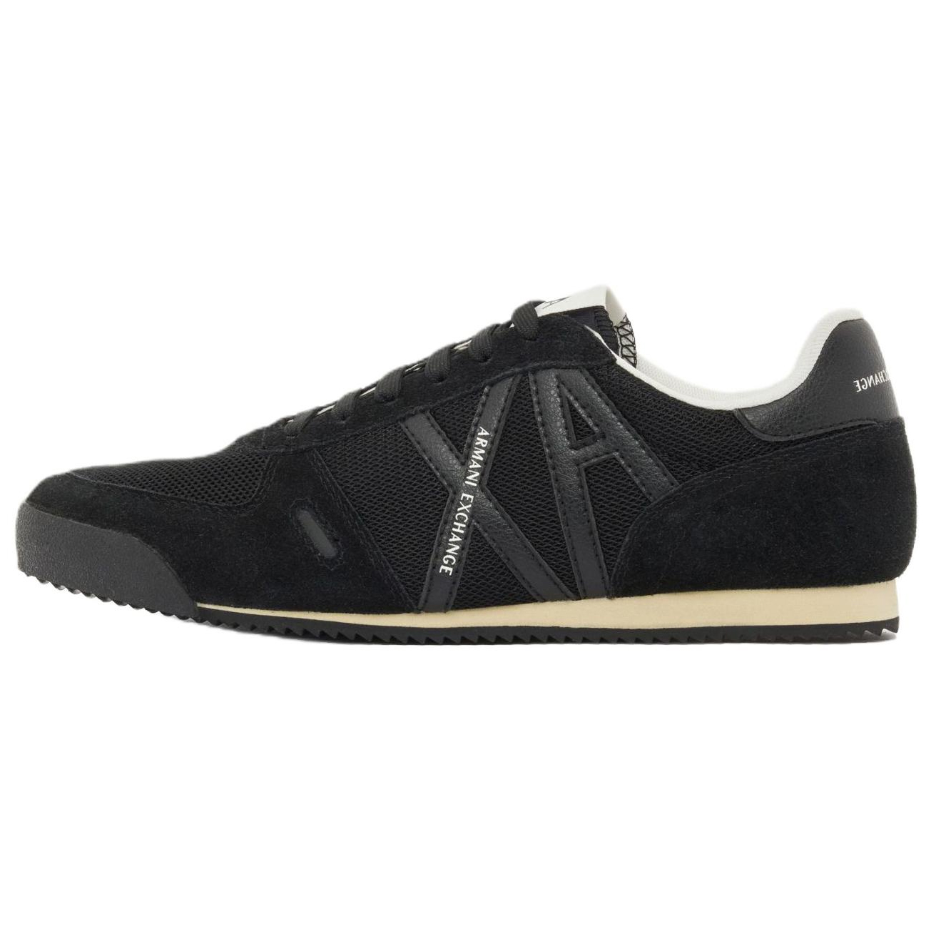 ARMANI EXCHANGE AE Urban Black Suede Leather Trainers Casual Low-Top Shoes. XM002616-AF22755-MC005