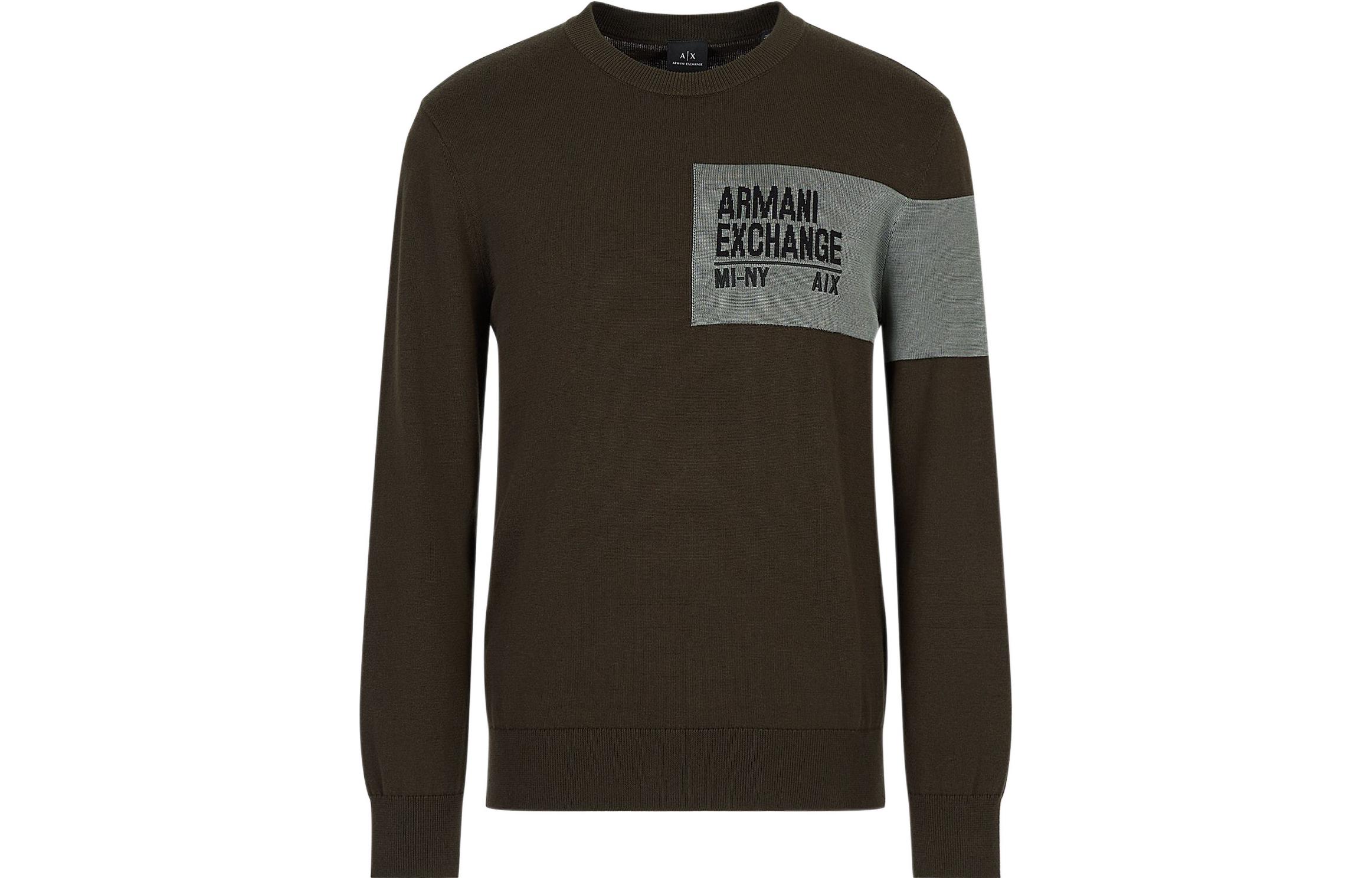Armani Exchange AE W22 Crewneck Oversized Sweatshirt Multicolor Logo - Dark Green 6LZM1A-ZMU7Z-1851