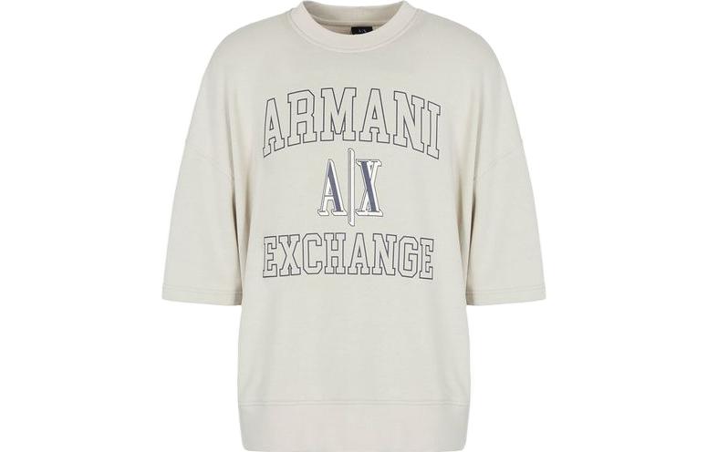 Armani Exchange Beige Crewneck Sweatshirt with Logo Print 6RZMJJ-ZJDPZ1-1934