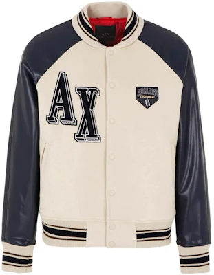 Armani Exchange 米色字母貼布棒球外套 6RZB21-ZNIKZ-149AJ Buy Armani Exchange 米色字母貼布棒球外套 6RZB21-ZNIKZ-149AJ