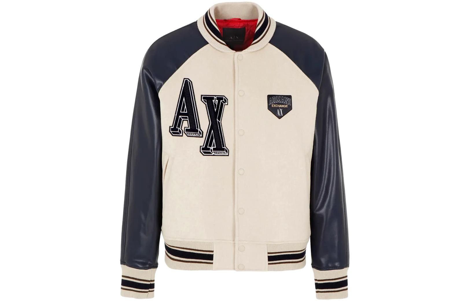 Order Armani Exchange 米色字母貼布棒球外套 6RZB21-ZNIKZ-149AJ