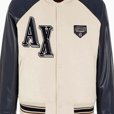 Armani Exchange 米色字母貼布棒球外套 6RZB21-ZNIKZ-149AJ Sizing Armani Exchange 米色字母貼布棒球外套 6RZB21-ZNIKZ-149AJ