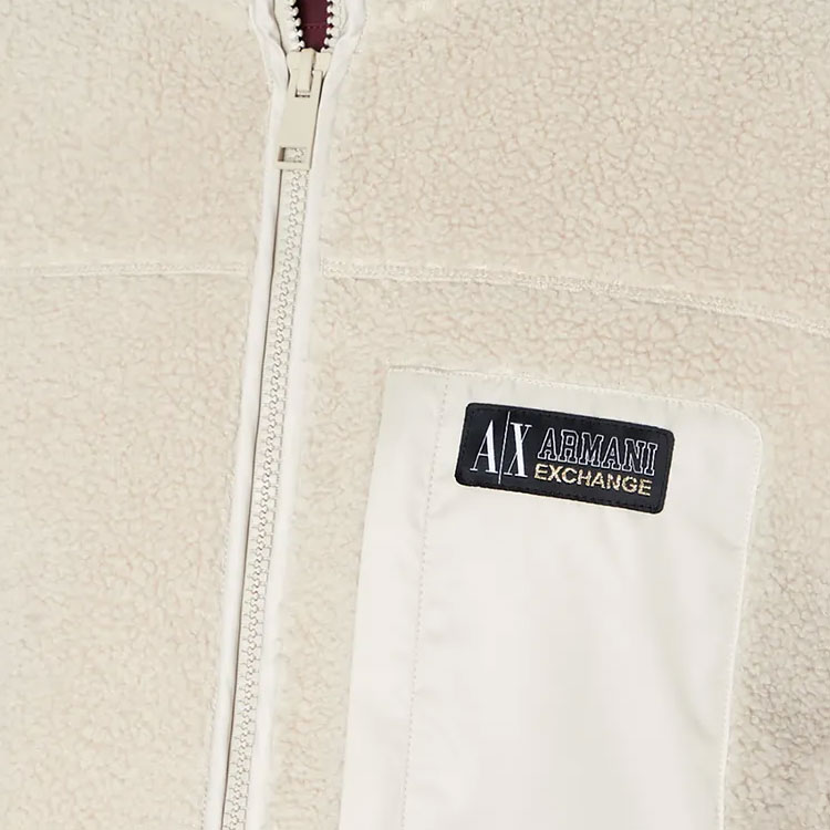 Details for Armani Exchange Beige Zip-Up Relaxed Fit Jacket with Letter Patch Design 6RZMJD-ZJDLZ-11934