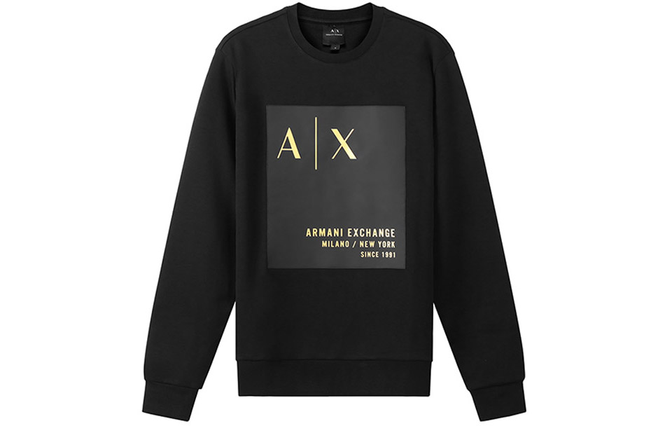 Armani Exchange Black Crewneck Logo Patch Sweatshirt 6KZMDB-ZJ6PZ-1200