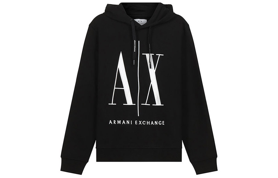 Order Armani Exchange Black Embroidered Logo Cotton Long Sleeve Sweatshirt 8NZMPC-ZJ1ZZ-1200