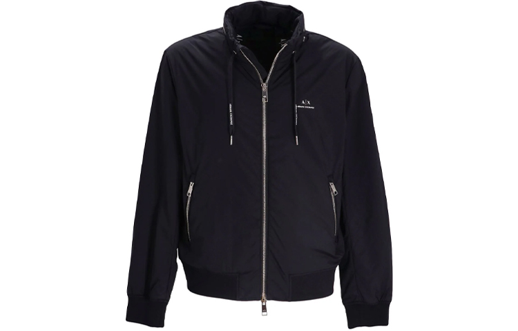 Armani Exchange Black Hidden Hood Zip Pocket Jacket 8NZB60-ZN97Z-1583