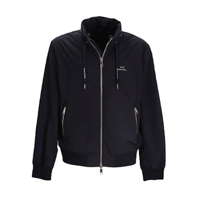 Armani Exchange Black Hidden Hood Zip Pocket Jacket 8NZB60-ZN97Z-1583