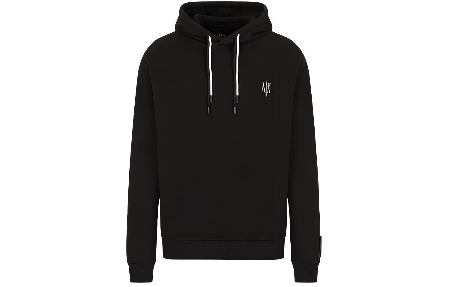 Armani Exchange Black Hoodie with Embroidered Lettering 8NZMPW-ZJ8WZ-1200