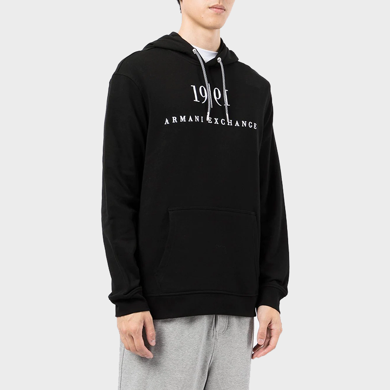 Purchase Armani Exchange 刺繡Logo抽繩設計黑色連帽上衣 6KZMFM-ZJ6HZ-1200