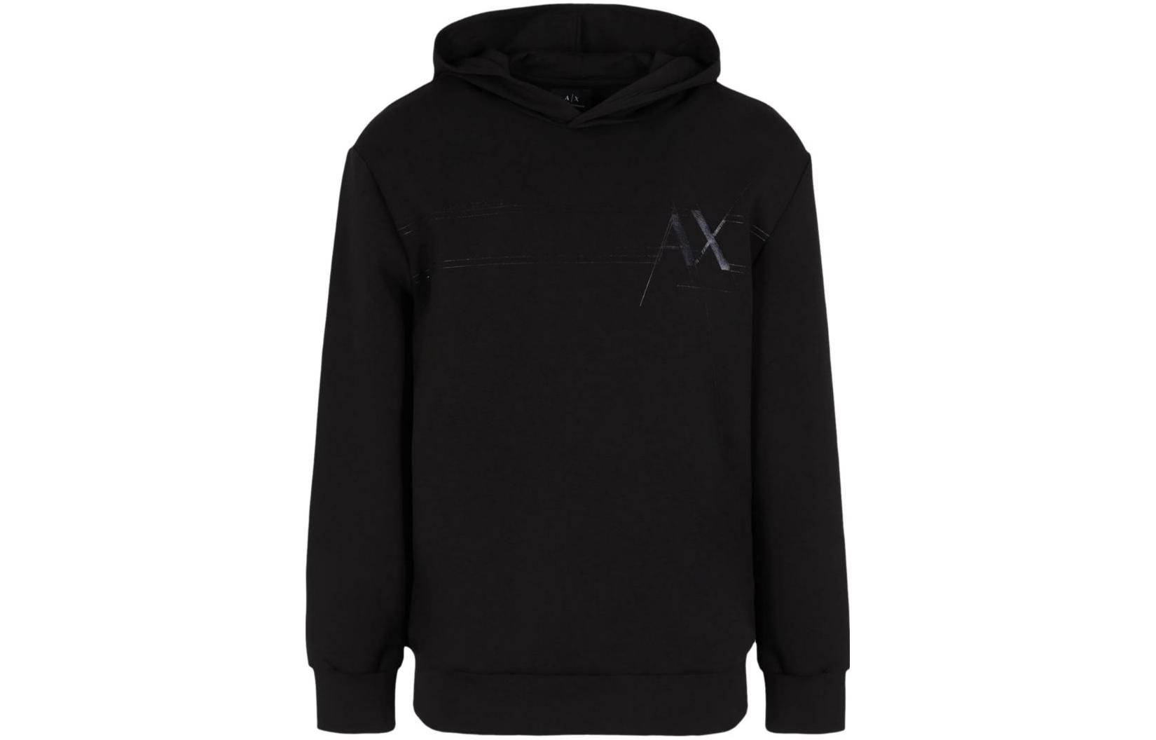 Order Armani Exchange 黑色連帽衫 字母Logo印花設計 6RZMKB-ZJXBZ-1200