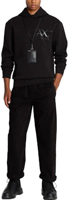 Armani Exchange 黑色連帽衫 字母Logo印花設計 6RZMKB-ZJXBZ-1200 Lookbook Armani Exchange 黑色連帽衫 字母Logo印花設計 6RZMKB-ZJXBZ-1200