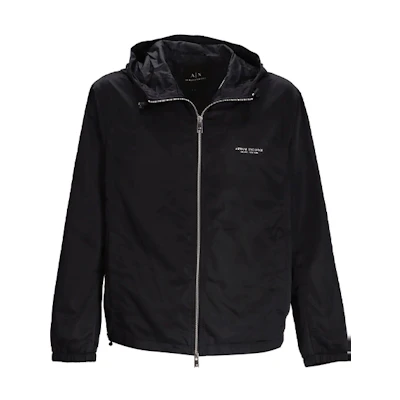 Armani Exchange Black Lightweight Logo Hoodie Jacket 8NZB50-ZNXYZ-1200