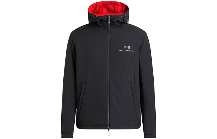 Armani Exchange Black Logo Printed Zip-Up Hoodie Jacket 6KZB56-ZNVQZ-1200