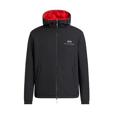 Armani Exchange Black Logo Printed Zip-Up Hoodie Jacket 6KZB56-ZNVQZ-1200