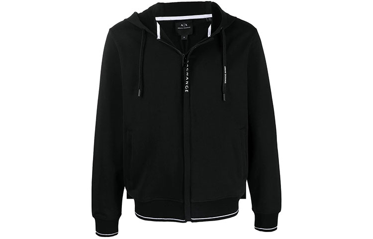Armani Exchange Black Logo Zip-Up Hoodie 8NZM82-ZJH3Z-1200
