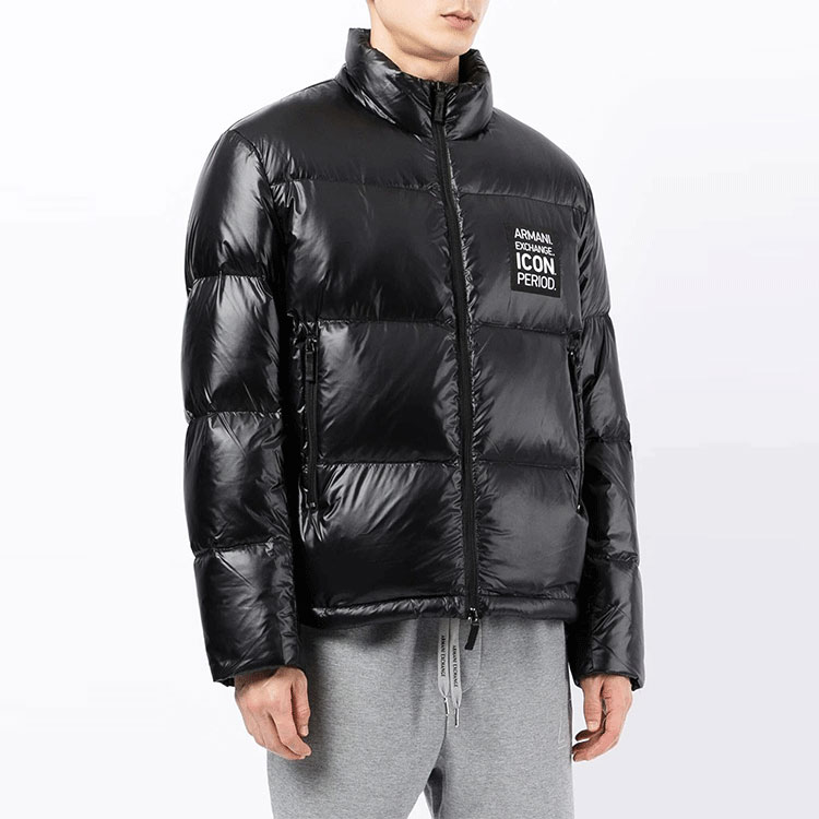 Details for 아르마니 익스체인지 로고 패치 블랙 패딩 자켓 지퍼업 디자인. 8NZBP2-ZNYNZ-1200
