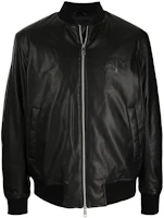 Armani Exchange Black Solid Logo Embossed Ribbed Trim Jacket 6KZB03-ZNHWZ-1200 Armani Exchange Black Solid Logo Embossed Ribbed Trim Jacket 6KZB03-ZNHWZ-1200