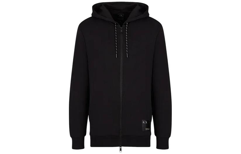 Armani Exchange Black Solid Zip-Up Hoodie Jacket 6LZMAW-ZJFAZ-1200