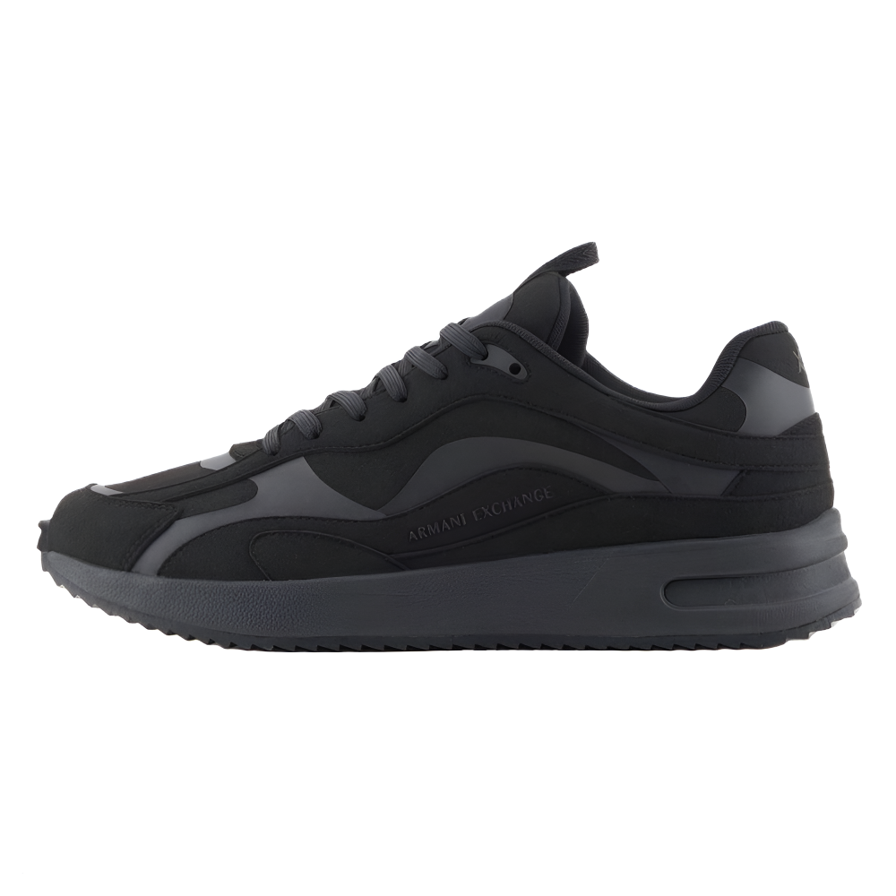 Armani Exchange Black Suede Low-Top Casual Shoes with Logo. XUX228XV865100002
