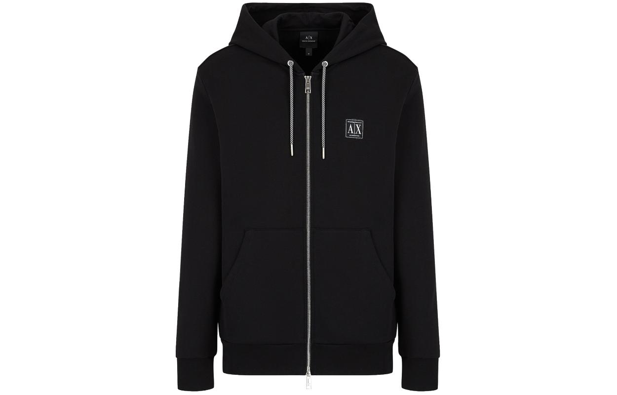 Armani Exchange Black Zip-Up Hoodie Jacket with AE Logo Design 3LZMAG-ZJFAZ-1200