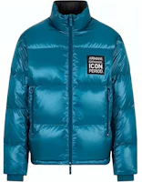 Armani Exchange Blue Logo Print Zip-Up Puffer Jacket with Stand Collar 8NZBP2-ZNYNZ-15CR Armani Exchange Blue Logo Print Zip-Up Puffer Jacket with Stand Collar 8NZBP2-ZNYNZ-15CR