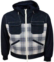 Armani Exchange Blue Plaid Print Hooded Zip Jacket 6RZBD1-Z38YZ-25ET Armani Exchange Blue Plaid Print Hooded Zip Jacket 6RZBD1-Z38YZ-25ET