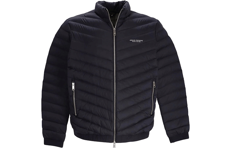 ARMANI EXCHANGE Blue Solid Stand Collar Zip Puffer Jacket 8NZB52-ZNW3Z-5578