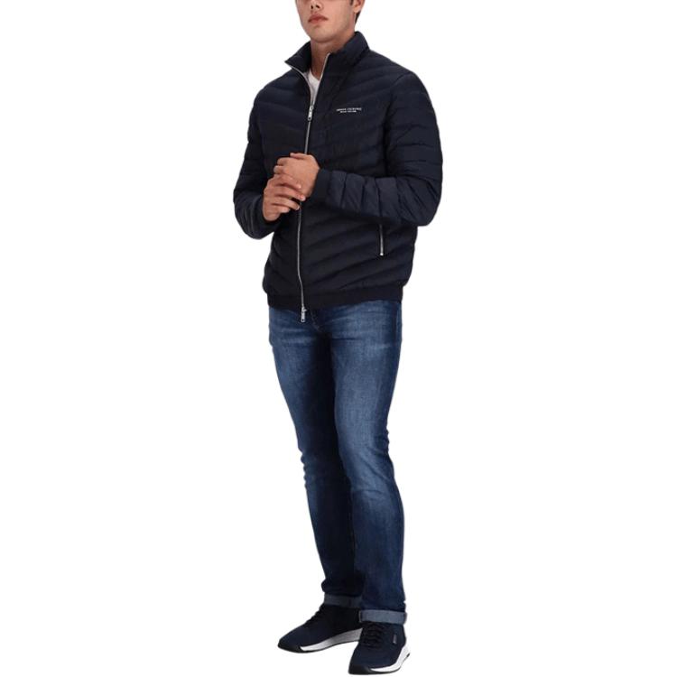 Purchase 아르마니 익스체인지 블루 솔리드 스탠드 칼라 지퍼 패딩 재킷 8NZB52-ZNW3Z-5578