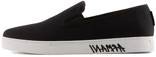 Armani Exchange Canvas Slip-On 'Black Fashion' XUY009XV656100002 Armani Exchange Canvas Slip-On 'Black Fashion' XUY009XV656100002