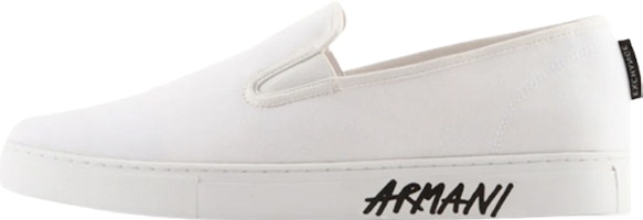 Armani Exchange Canvas Slip-On 'White Fashion' XUY009XV656101015 Armani Exchange Canvas Slip-On 'White Fashion' XUY009XV656101015