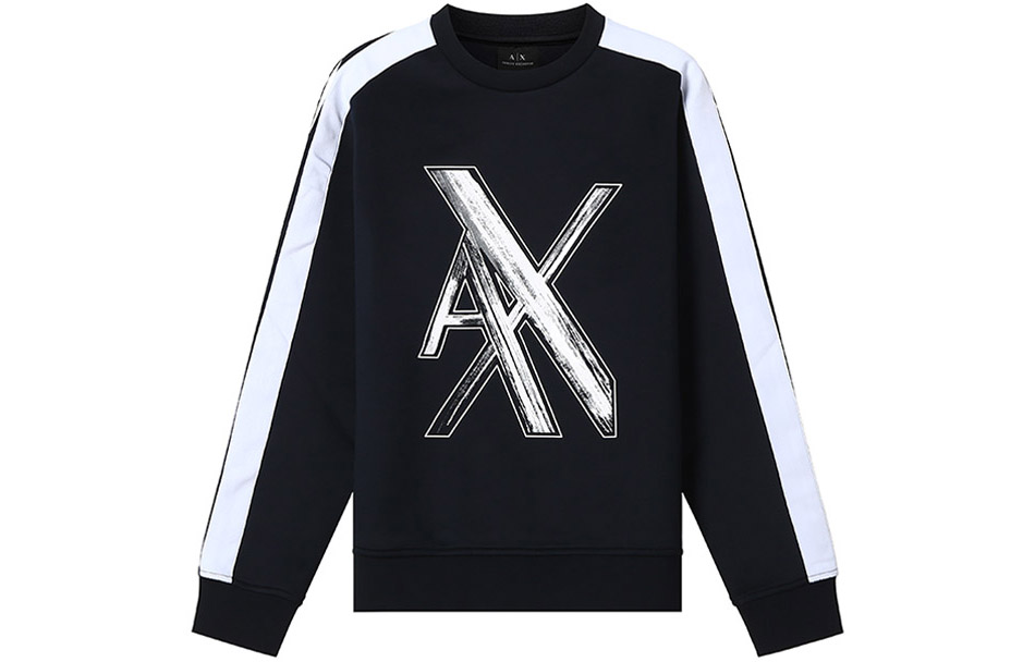 Armani Exchange Colorblock Logo Crewneck Sweatshirt Navy Blue () 6KZMLR-ZJKQZ-1583