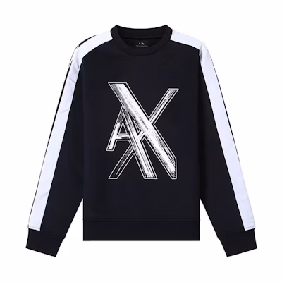 Armani Exchange Colorblock Logo Crewneck Sweatshirt Navy Blue () 6KZMLR-ZJKQZ-1583