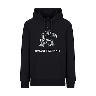 Armani Exchange Eagle Logo Print Hoodie Black SS22 Collection 3LZMAQ-ZJ5UZ-1200