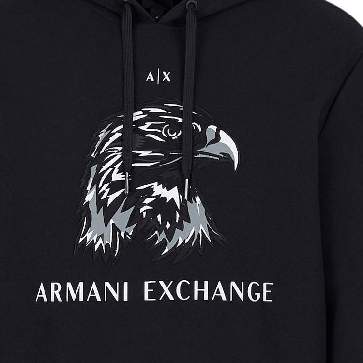Sizing Armani Exchange 老鷹標誌印花連帽衫 黑色 SS22 系列 3LZMAQ-ZJ5UZ-1200