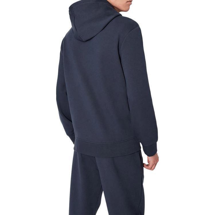 Shop Armani Exchange 刺繡標誌動物圖案海軍藍衛衣 SS22 3LZMAQ-ZJ5UZ-1596