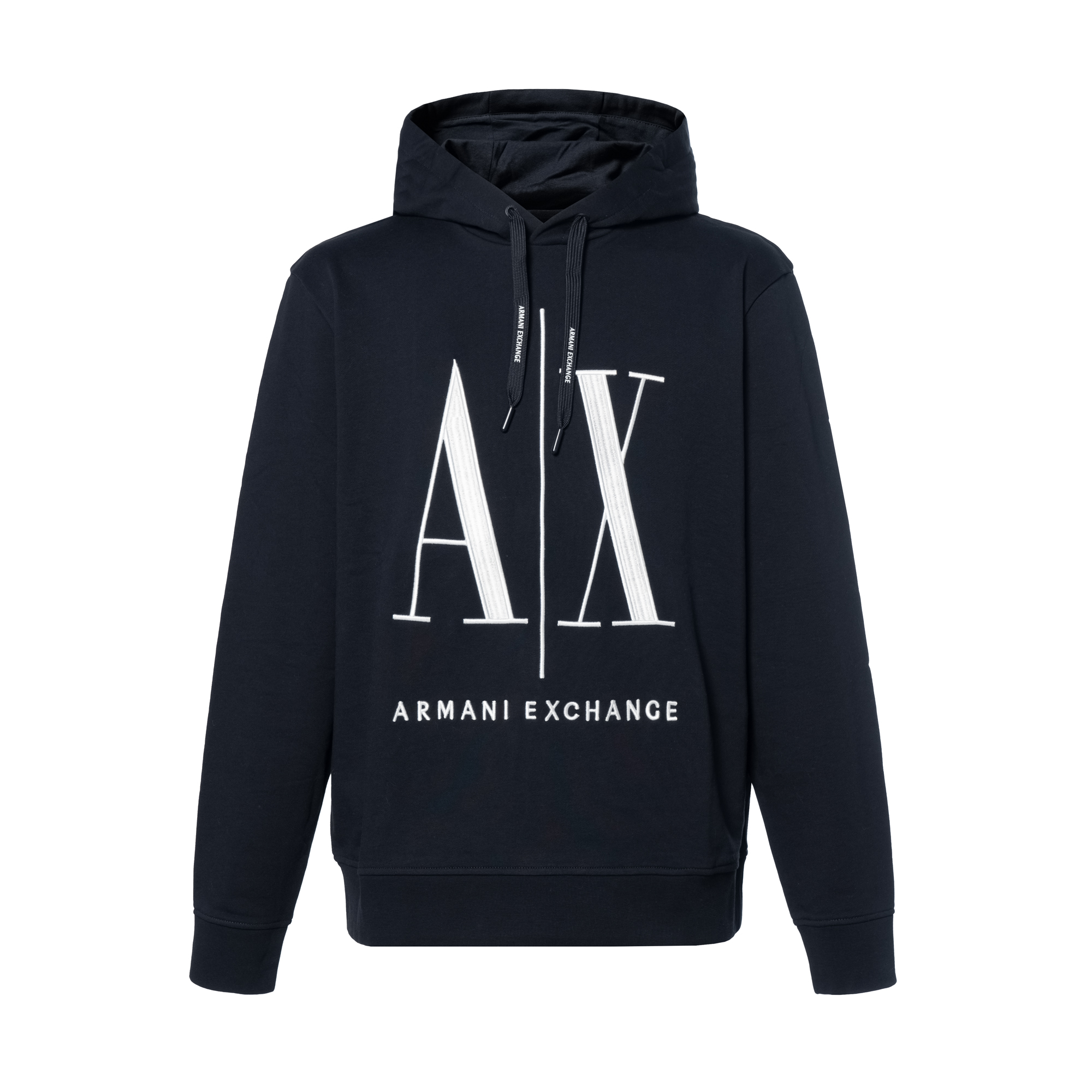 Armani Exchange Embroidered Logo Cotton Hoodie Navy Blue Sweater 8NZMPC-ZJ1ZZ-1510