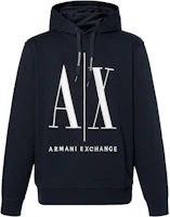 Armani Exchange Embroidered Logo Cotton Hoodie Navy Blue Sweater 8NZMPC-ZJ1ZZ-1510 Armani Exchange Embroidered Logo Cotton Hoodie Navy Blue Sweater 8NZMPC-ZJ1ZZ-1510