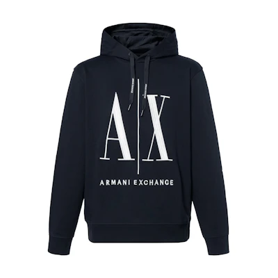 Armani Exchange Embroidered Logo Cotton Hoodie Navy Blue Sweater 8NZMPC-ZJ1ZZ-1510