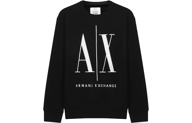 Order Armani Exchange FW21 黑色標誌印花純棉圓領長袖T恤 8NZMPA-ZJ1ZZ-1200
