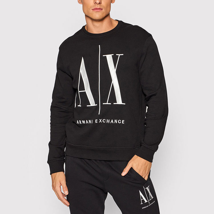Details for Armani Exchange FW21 黑色標誌印花純棉圓領長袖T恤 8NZMPA-ZJ1ZZ-1200