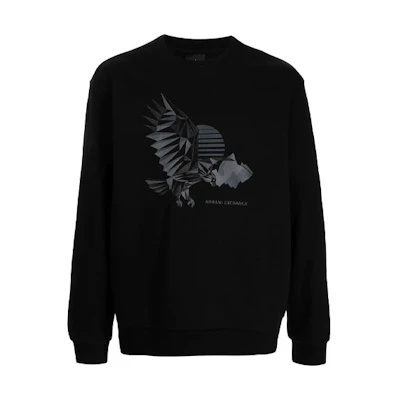 Armani Exchange FW21 Black Logo Print Crewneck Sweatshirt 6KZMFU-ZJ2RZ-1200