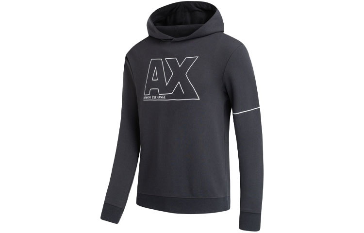 Shop Armani Exchange FW21 Black Logo Print Sweatshirt 6KZMFF-ZJ5NZ-1200