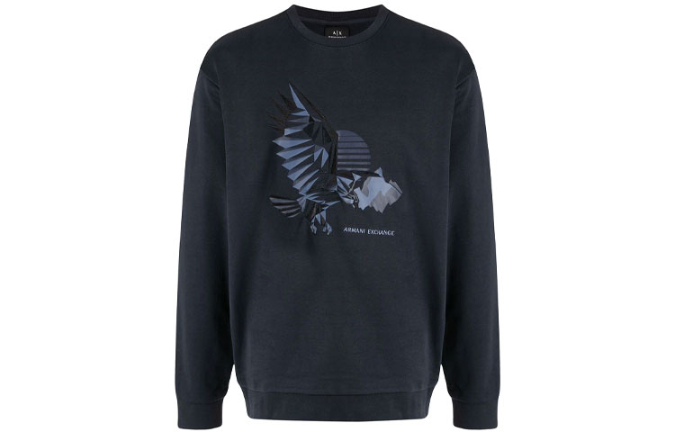 Armani Exchange FW21 Eagle Logo Crewneck Sweatshirt Navy Blue Men 6KZMFU-ZJ2RZ-1510