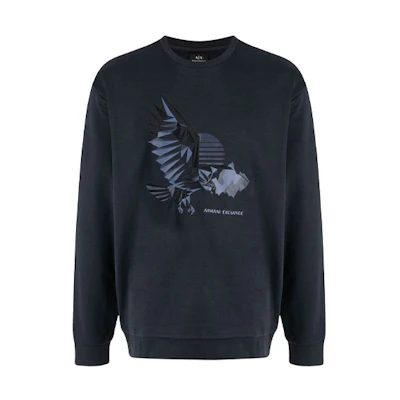 Armani Exchange FW21 Eagle Logo Crewneck Sweatshirt Navy Blue Men 6KZMFU-ZJ2RZ-1510