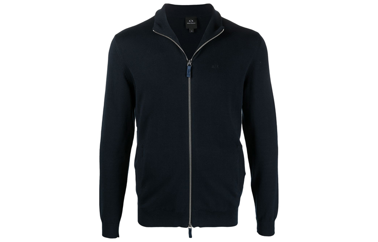 Armani Exchange FW21 Logo Embroidered Loose-Fit Zip Jacket Men Navy Blue 8NZE4D-ZM8CZ-1510