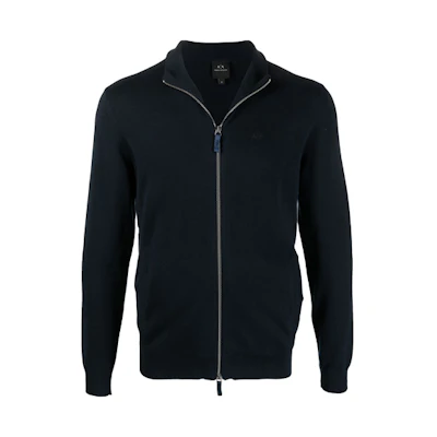 Armani Exchange FW21 Logo Embroidered Loose-Fit Zip Jacket Men Navy Blue 8NZE4D-ZM8CZ-1510