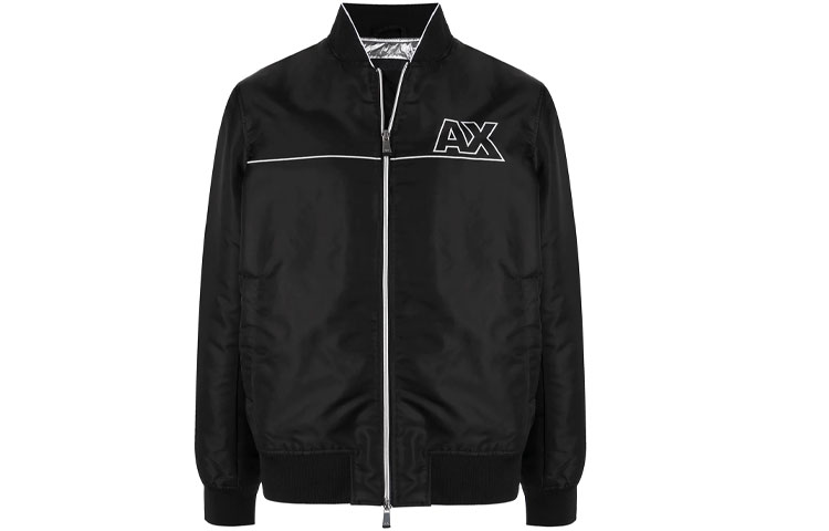 Armani Exchange FW21 Logo Patch Zip-Up Casual Jacket Black Fashion 6KZB28-ZNJWZ1-200